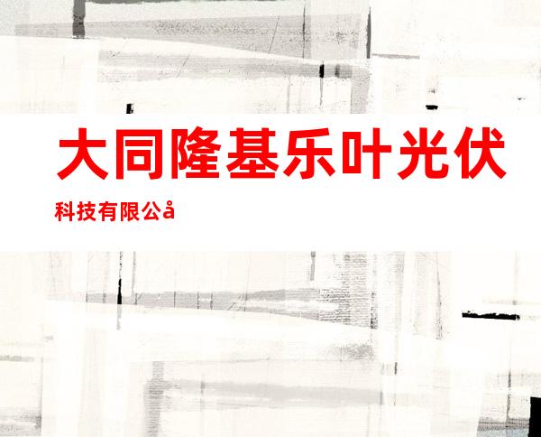 大同隆基乐叶光伏科技有限公司